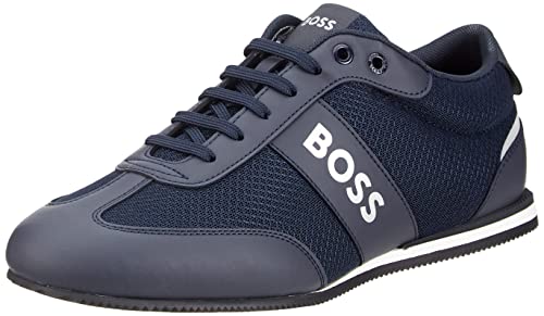 BOSS Hommes Rusham Lowp Baskets logotées avec empiècements en Mesh et en Gomme