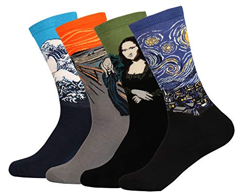 Cotton Idea Women's Funny Famous Painting Art Pattern Casual Cotton Crew Socks