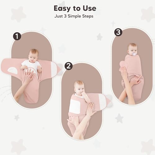 Image of Susurration Swaddle Sleep Sacks 3 Pack 100% Muslin Cotton Swaddle Blanket Small Baby Wrap for 0-3 Months Newborn Sleep Sack Girls,Boys,Infants Essentials,Adjustable Wearable Sleeping Sack(Purple)