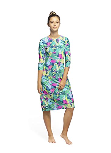 Woman Modest Swimwear for Women - Modest Tznius Womens Swimsuits Beach Coverup 3/4 Sleeve Athletic Swimdress - UPF 50+ Sun Protection (Amazonas Print - Large)