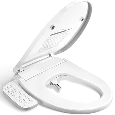 BRAVAT® Electronic Smart Bidet Toilet Seat – Heated Seat, Instant Warm Water, Stainless Steel Nozzle, Hygienic Rinse, Warm Air Dryer, Night Light, Easy Install – Elongated, White