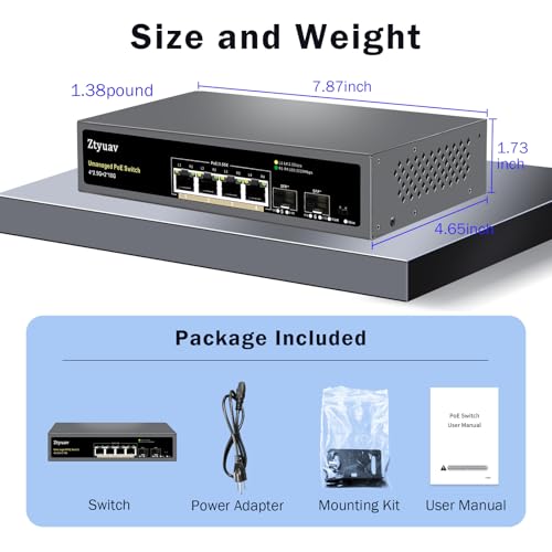 Image of 6 Port Unmanaged 2.5G PoE Switch with 4 x 2.5G PoE+ Ports @75W, 2 x 10G SFP+, IEEE802.3af /at Compliant, Ports Speed Auto-Negotiation, One-Key VLAN, Plug & Play, Fanless Metal Design