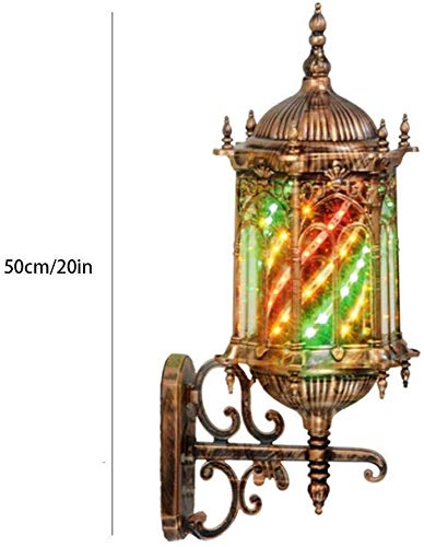 Poste de barbero giratorio iluminado led estilo Roma para exterior 2