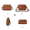 GLITZALL Petit sac à bandoulière pour femme en cuir synthétique sur l'épaule et rabat multi-poches, Marron-GS #5