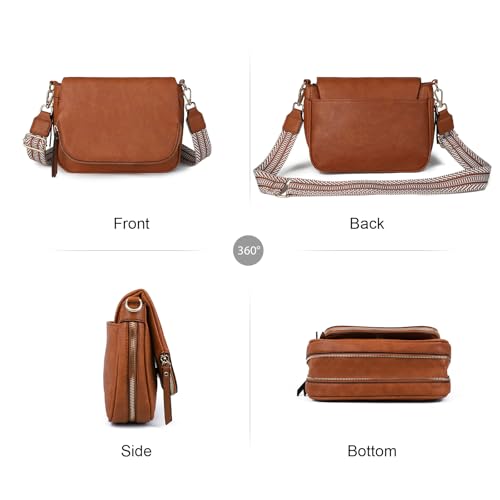 Image of Crossbody Bags for Women Small Pu Leather Over the Shoulder Purses and Flap Cross Body Handbags with Multi Pockets