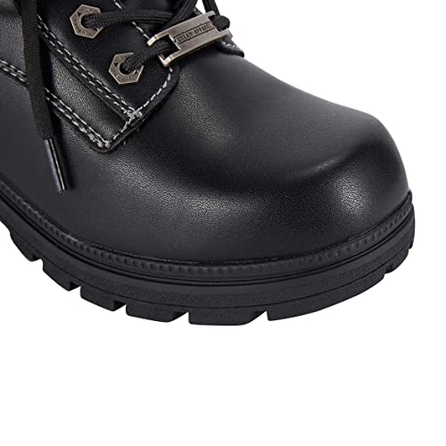 Women's Motorcycle Boot With Side Zipper Lace Up Military Combat Boots Faux Leather Ankle Booties Riding Boots Biker Boots For Women (Black, Us_Footwear_Size_System, Adult, Women, Numeric, Medium, Numeric_8_Point_5) #TOP7