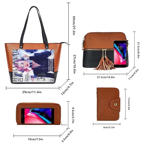 Image of Women's Tote Bag Elegant Multi-Pocket Handbag with Heart Pendant, Spacious & Stylish for Work, Travel & Daily Use
