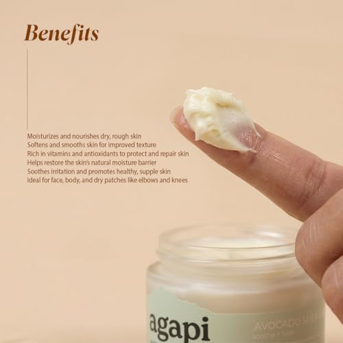 Image of Agapi Sikkim | Avocado Shea Cream for Nourishing and Hydrating Skincare, With Shea Butter, Sweet Almond Oil, Coco Butter, Vitamin E Oil | Handcrafted | Sustainable | Luxurious.