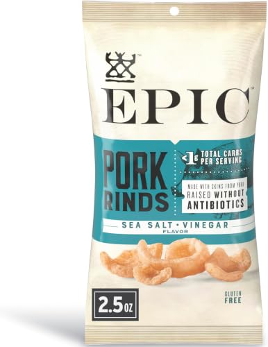 Image of EPIC Sea Salt and Vinegar Pork Rinds, Keto Friendly, Protein Snacks, 2.5 oz (Pack of 12)