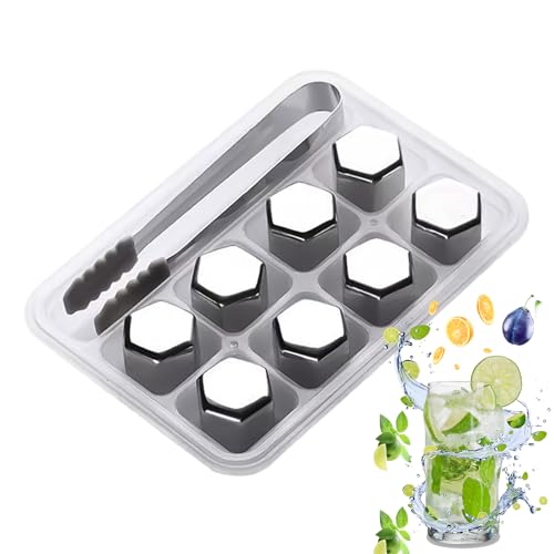 Cubos de Hielo de Metal, Piedras de Refrigeración de Vodka de Acero Inoxidable, Cubos de Refrigeración Reutilizables, Reutilizable, Metal Fresco Refina el Agua, Vodka, Espíritus y Cerveza