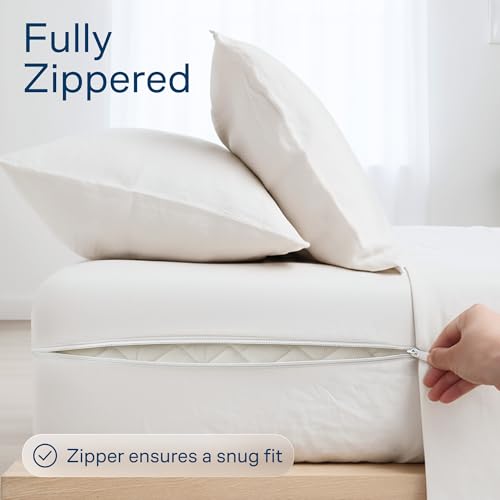 Image of Niagara Waterproof 360 Protection Zippered Mattress Pad Queen 60x80 Non Noisy Cooling Breathable Ultra Plush Protector Absorbent Extra Deep Fits 20 Inches Deep Mattress