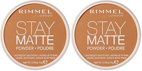 Image of Rimmel London Stay Matte - 025 Toffee - Pressed Powder, Lightweight, High Coverage, Shine Control, 0.49oz (Pack of 2)