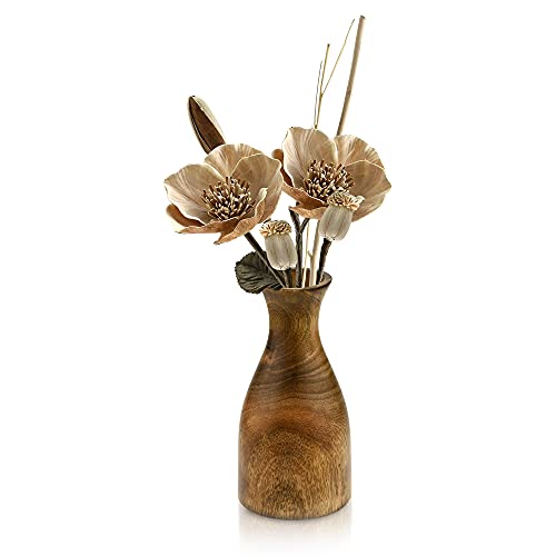 Aeravida Natural Brown Stain Mango Tree Wood Bottle Shaped Slim Vase For Flower, 8 Inches #TOP3