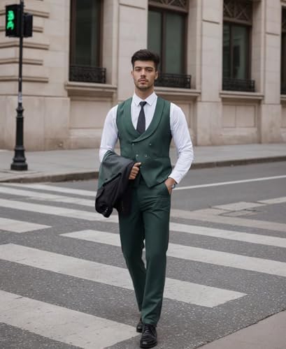 Suits for Men Slim Fit 3 Piece Set, Mens Double Breasted Suit Tuxedo for Men Wedding Prom Formal Business3