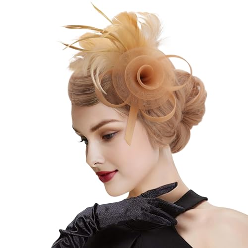 Materiali Premium: Questo elegante fascinatore di piume a rete è realizzato in materiale morbido di piume e tulle di alta qualità, il suo aspetto elegante sarà la vostra prima scelta di copricapo in questa stagione.