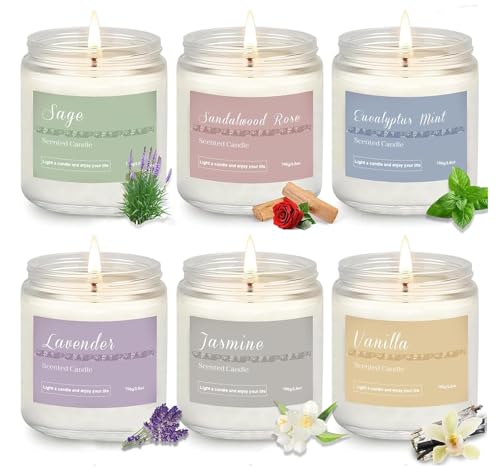 6 Pack Candles for Home Scented Aromatherapy Candles Gifts Set for Women Lavender Candle Natural Soy Wax Long Lasting Candle Set Gifts for Birthday Valentine Ramadan Anniversary Present