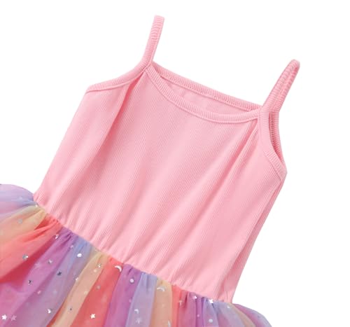 Image of GSVIBK Baby Girls Tutu Dress Sleeveless Toddler Cotton Tulle Skirt Princess Party Prom Dresses