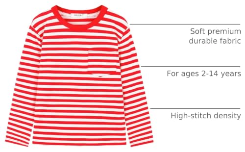 Image of DILBYKE Boys Girl Long Sleeve Striped Crew Neckline T-Shirts Kid Tee
