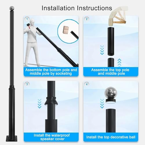 26 Ft Solar Street Light Pole, Heavy Duty Waterproof Metal Lamp Post for Outdoor Use, Ideal for Backyard, Parking Lot, Walkway, Camera, Garden & Park Lighting