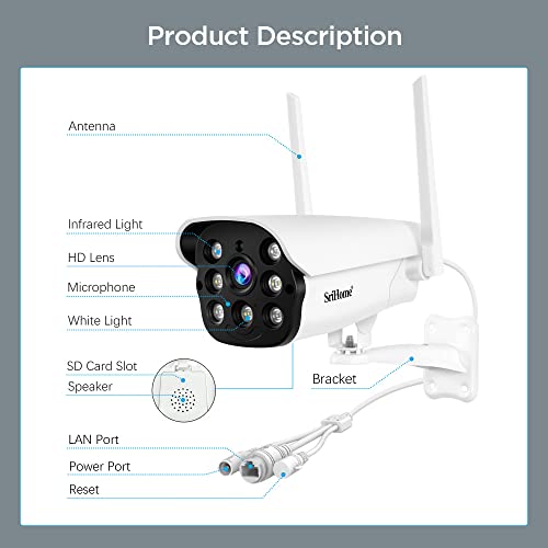 Image of Srihome SH043 4MP QHD WiFi Smart View CCTV IP Camera Night Color Vision Outdoor CCTV IP Camera Waterproof IP66 Motion Tracking Two-Way Audio Wireless Home Security Camera CCTV Camera for Office, Shop