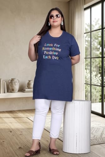 Image of In Love Women's Plus Size Printed Cotton Long-Line T-Shirt with Pocket