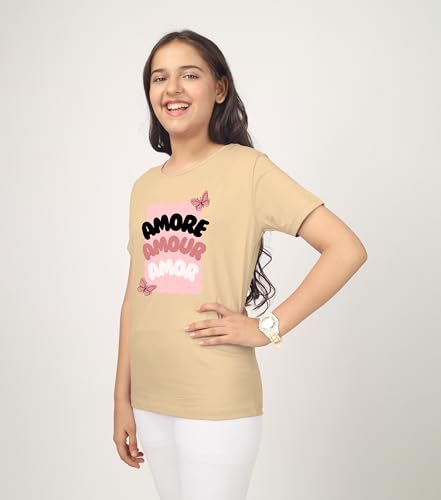 Image of KYDA KIDS Girls 100% Pure Cotton Printed T-Shirt Round Neck Short Sleeve Regular Fit Soft Breathable Casual Tops Summer Wear Daily Comforts -Pack of 3