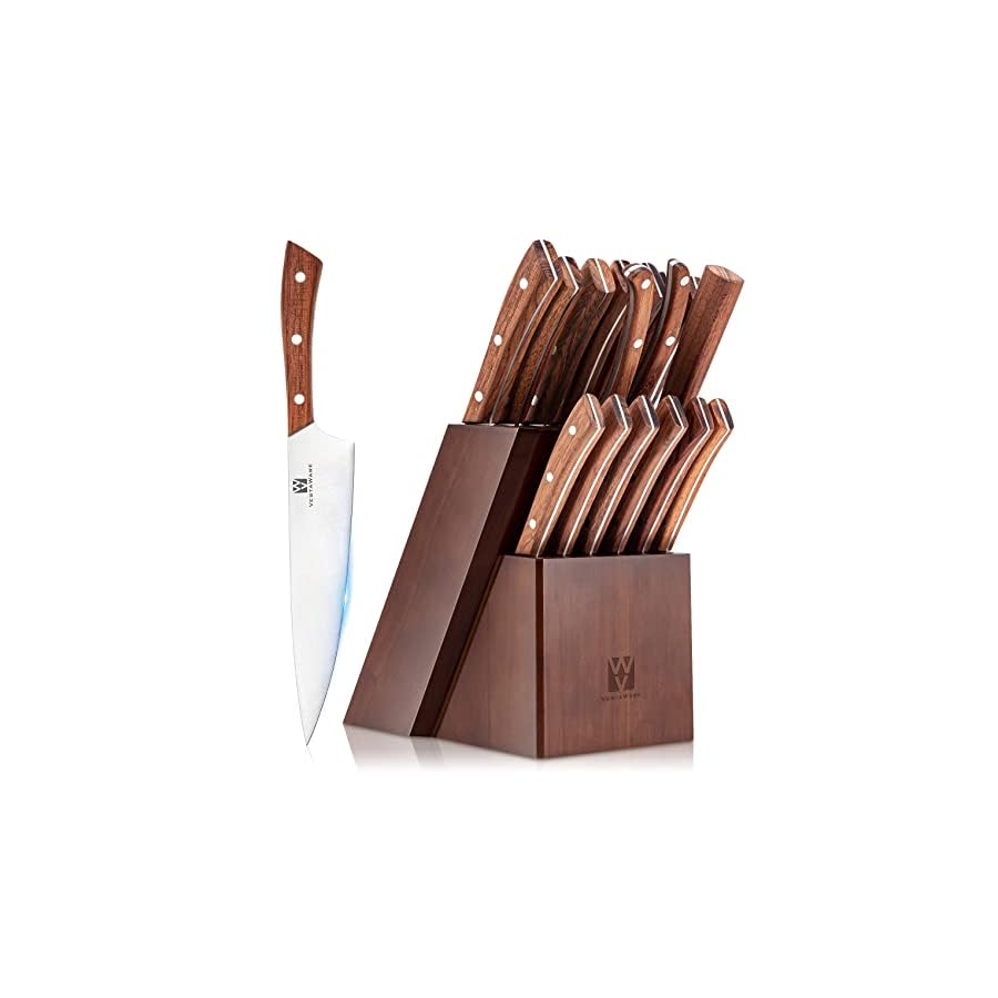 Vestaware-Knife-Set-16-Piece-Chef-Knife-Set-with-Knife-Sharpener-Stainless-Steel-Kitchen-Knives-Set-with-Wooden-Block-6-Steak-Knives-and-Bonus-Scissors Vestaware 16-Piece Knife Set, High Carbon German Steel Kitchen Knife Set with Block, Knives set with Knife Rod and Ergonomic Handle.