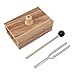 Steel Singing Tuning Set Portable Tuning Fork Wooden Resonator Practical Pure Tranquility Acoustic Tune with Rubber Hammer for Sound