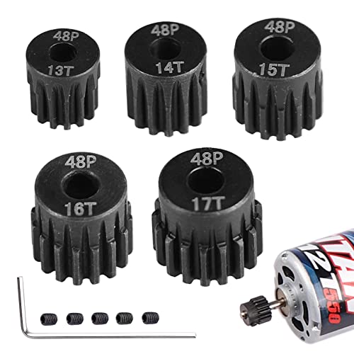 AIMROCK 5-Pack 48P RC Motor Pinion Gears Set: 13T 14T 15T 16T 17T Upgrade Parts for 1/10 RC Car 3.175mm Shaft Motor