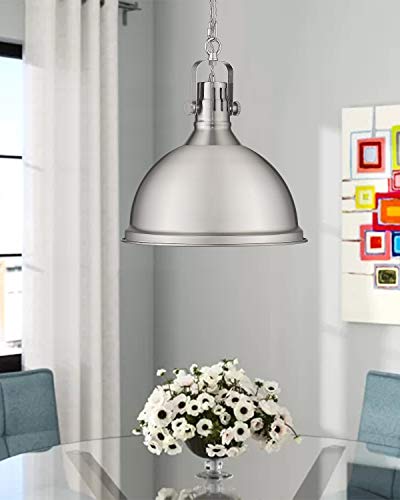 Emliviar 14 Inch Pendant Lighting, Modern Metal Cage Hanging Light For Kitchen, Brushed Nickel Finish, 4054L Bn #TOP3