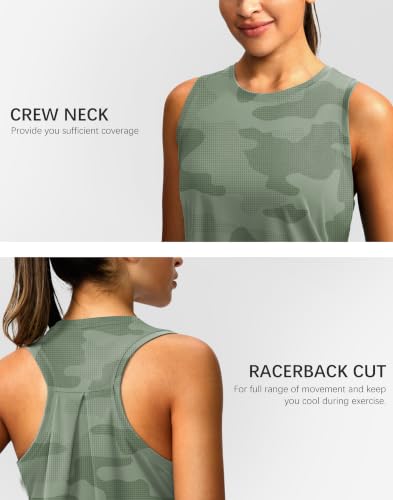 Image of Women's Workout Tops Racerback Athletic Tank Tops Sleeveless Loose Fit Yoga Running Gym Shirts for Women