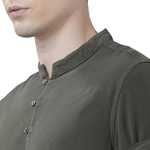 Image of Identiti Short Sleeves Solid Slim Fit 100% Viscose Casual Shirt /Kurta for Men