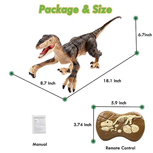 Trovono Remote Control Dinosaur Toy For Kids, Electric Stunt Rc Walking Robot Dinosaur Toy W/Light & Roaring, Rechargeable Battery Christmas Birthday Gift For Kids Boys Girls Age 4 5 6 7 8-12(Brown) #TOP4