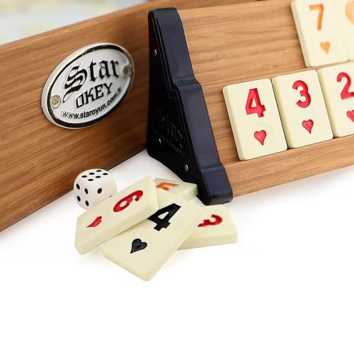 Star Oyun Aletleri Professionell VIP Rummikub Set aus Holz. Ahsap Okey Takimi, Rummy Set mit Melamin Steinen, Wooden (Hellbraun)