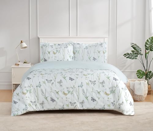 Majestic Giftware Madison Linen 4-Piece 44" Twin Size Bedding Set (BL501-44T-4-4pc Set), Seagate Spring - Aqua 300 Thread Count Cotton Sateen | 1 Fitted Sheet, 1 Duvet, 2 Pillowcases