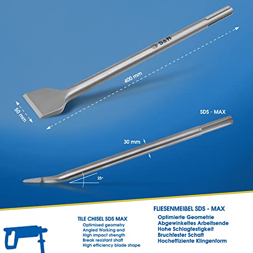 Cincel SDS MAX baldosas 400x50 mm S&R para martillo percutor 3