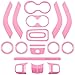 E-cowlboy 18 PCS Full Set Interior Decoration Trim Kit Steering Wheel Center Console Door Handle Air Conditioning Vent Cup Holder Gear Cover Trim for Jeep Wrangler JK JKU 2011-2018 4-Door (Pink)