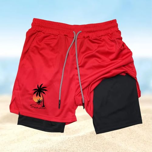 Mens Summer Beach Trunks with Compression Lined Short Bathing Suits for Men, 5 Inch Inseam Liner, Men's Swimming Trunk3