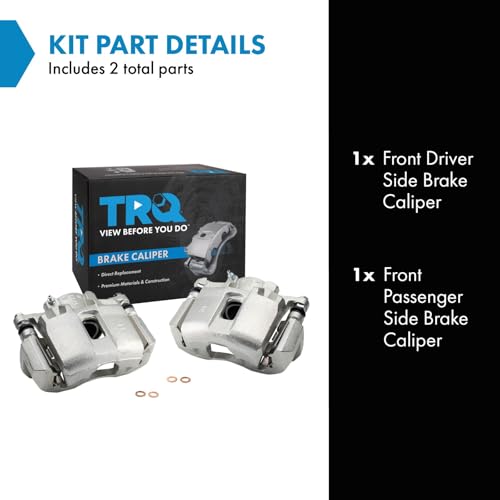 Image of TRQ Front Brake Caliper Set Zinc Coated Brackets Hardware Compatible with 2001-2003 Acura CL 1999-2004 RL 1999-2008 TL 2004-2014 TSX 2003-2012 Honda Accord