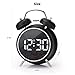 Digital Small Alarm Clock, 4.5 Inch Double Bell Electronic LED Alarm Clock, Plug in or Battery Operated Silent Metal Table Clock, Modern Loud Bedside Clock for Heavy Sleepers Adults Kids (Black)