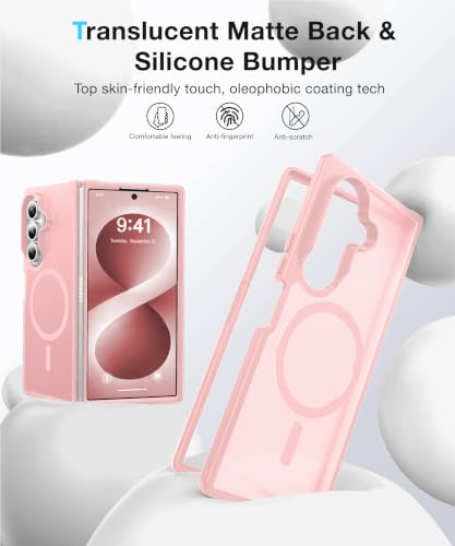 Image of NO.1 Magnetic for Samsung Galaxy Z Fold 8 Ultra Case with MagSafe | [Military Grade Drop Tested][Translucent Matte][Anti-Fingerprint]Soft Silicone Bumper for Samsung Fold 8 Ultra Case Slim,Pink