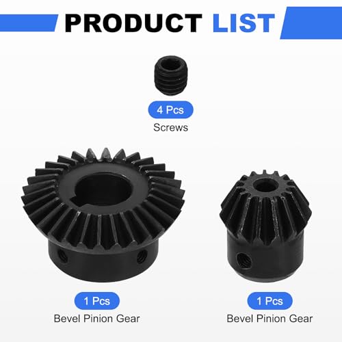 Image of uxcell 2Pcs Tapered Bevel Gears Set, 1.5 Mod 1:2 (15T /30T) Harden Steel Straight Bevel Gear, 90 Degree Steering Motor Gears, (5 /16mm Shaft Hole with Keyway)