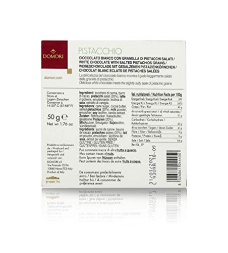 Domori 12 Tabletten aus weißer Schokolade mit salzigen Pistazien, Linie Gourmet, 50 g (insgesamt 600 g) – Bild 5