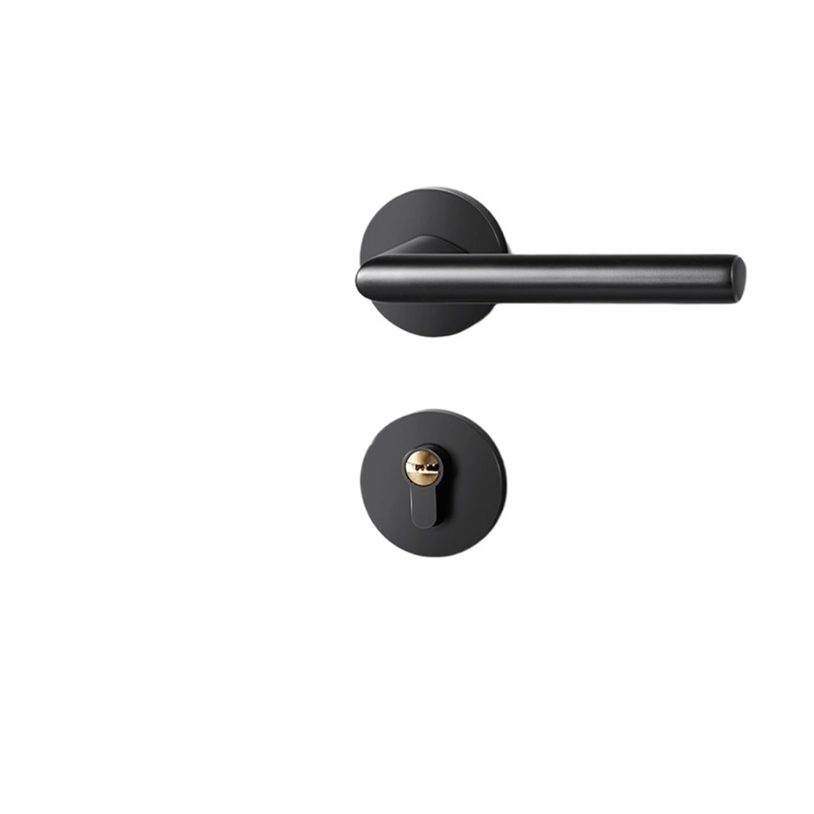 Black Silent Interior Door Handle Bedroom Lock Split Magnetic Wooden(Type B Door Lock)