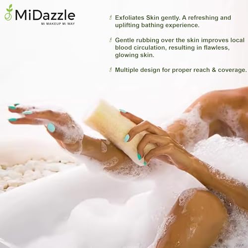 Image of Midazzle 100% Natural Body Scrubber Loofah for Bathing (Long) (Pack of 4)