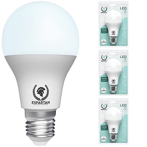 Bombillas Led E27 Luz Fria Espartan - Bombillas LED E27 Luz Fría Bola 12W, 6400K, 1170 lúmenes, Equivalente a 75W Bombilla Incandescente Halógena,...