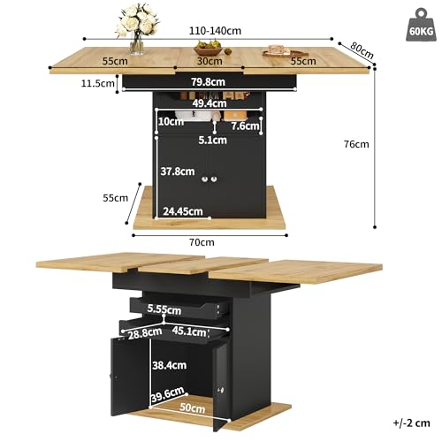 Table à manger extensible 110-140 x 80 cm meuble gain de place - 3