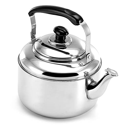 Stainless Steel Teakettle with Strainer, Stovetop Tea Kettle Whistling Teapot with Cool Grip Handle for Home, Dorm, Condo, Apartment, Thin Base, Mirror Finish