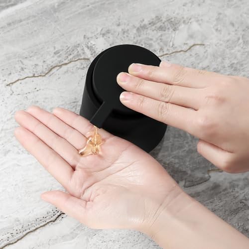 Image of YAUKPH Matte Black Liquid Hand Soap Dispenser Plastic 11 oz - Modern Minimalist Style for Bathroom & Kitchen Countertop Refillable