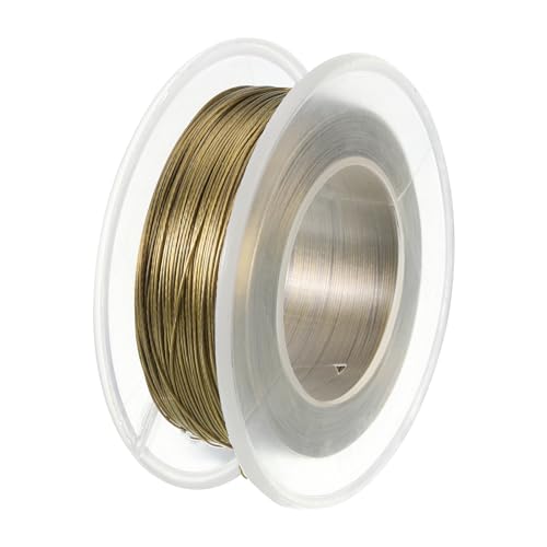 PATIKIL Cable de Acero Inoxidable Recubierto de 328 Pies para Colgar Cuadros Marcos de Fotos Espejos Tendedero Barandilla - Dorado 0.015' Dia. Carga de 8.8Lb